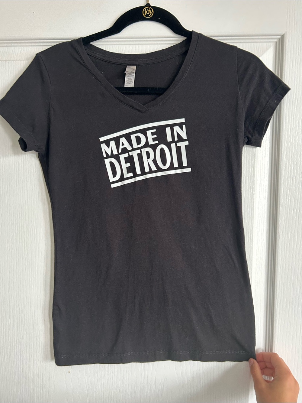 Made in Detroit Women's Black V-Neck Tee
